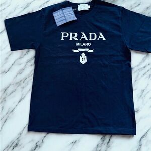 Prada Milano Logo Tee in Black and White